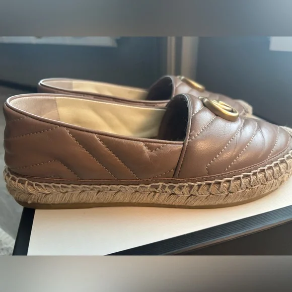 Gucci Leather Espadrille with Double G-Authentic - Beige/Mauve